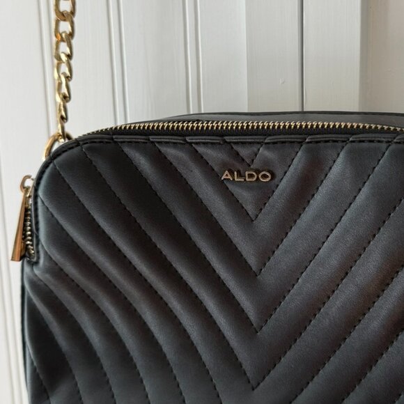ALDO Black Chevron Double Compartment Crossbody Purse, $25 - Picture 5 of 9